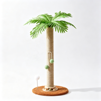 CocoSpin 70cm, griffoir pour chat à 4 niveaux, écologique, en bois, avec piste tournante, en bambou et lin blanc, tissage hybride, facile à assembler