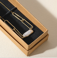 Caja de Joyería Rectangular Larga, Ecológica y Portátil de Alta Gama, con Tapa Extraíble, para Pulseras, Collares y Relojes, de Papel Rígido, Disponible en Stock