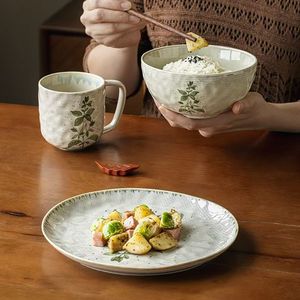Hot New Wholesale Retro Dark Green Custom Stoneware Dinnerware <b>Set</b> Nordic Style Dishwasher Safe Eco-Friendly Tableware - Product Image 6