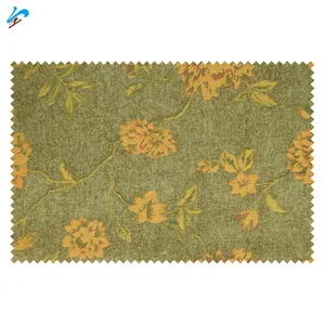 Jindian Jacquard-Baustoff goldene blumen grüne Kulisse bequemes weiches Chenille-Bauwerk Sofakissen Überzug Vorhangstoff