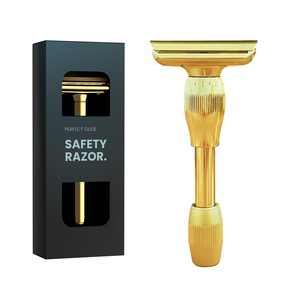 Maquinilla de Afeitar de Seguridad BEIKELIN con Mango de Acero Inoxidable Recubierto de Oro, Maquinilla de Afeitar de Metal de Una Sola Hoja para Cabello y Rostro - Product Image 1