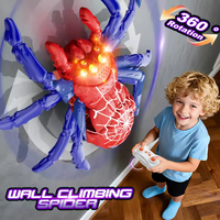 Juguete de Araña Teledirigido para Niños, Robot Escalador de Paredes, Juguete de Broma con Luces LED para Niños y Niñas