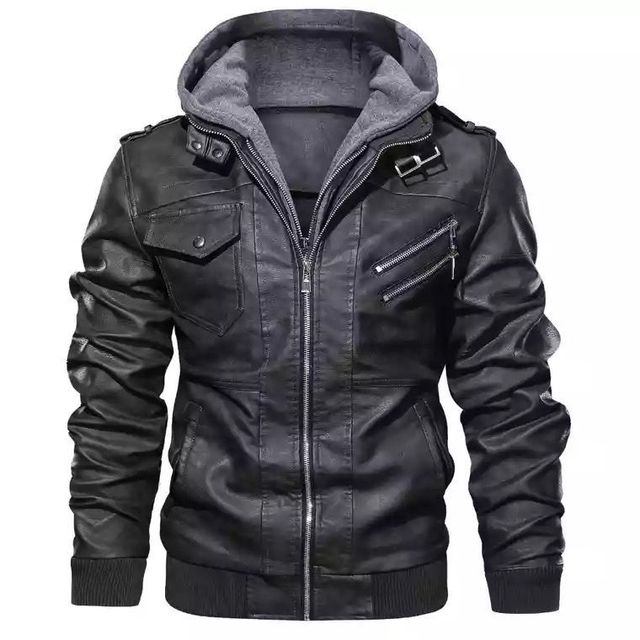 Men Pu Leather Jacket Motorcycle Winter Autumn Fleece Warm PU Biker Vintage Coat Hooded Male Casual Slim pilot Leather Jackets