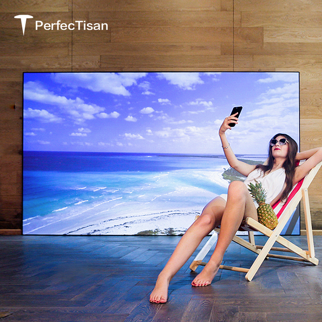 PerfecTisan 4k Projector Screens K5 100inch Long Throw ALR Fixed Frame Screen Wall Mounted Aluminum Alloy Projector Screen