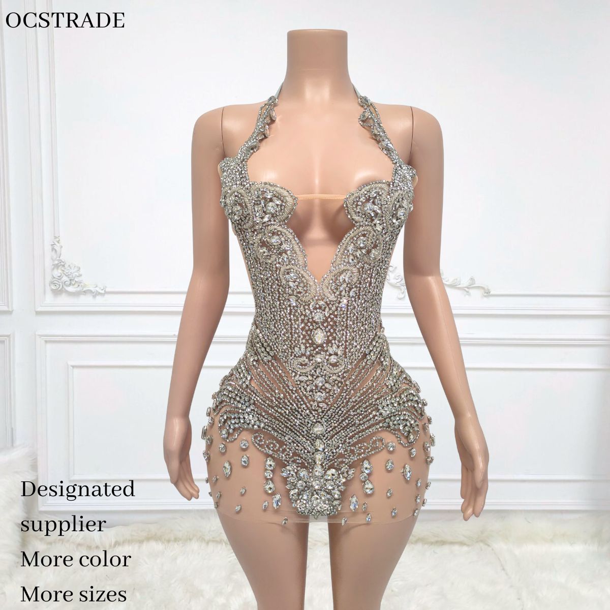 Luxury Silver Prom Dresses Short Elegant Party Wear - Main Image