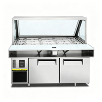 Table de préparation réfrigérée pour pizzas, double porte, dégivrage automatique, pour pizzerias, optimisation des ingrédients et des aliments