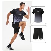 Ensemble de survêtement de sport pour homme, t-shirt et short de fitness, séchage rapide, 2 pièces, jogging, survêtement de course à pied, 100% polyester, survêtement de sport personnalisé
