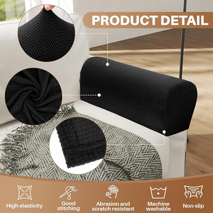 <span class=keywords><strong>Copri</strong></span> Braccioli Antiscivolo Elasticizzati Neri 8366 per Divani, Protezione per Mobili, Durevoli, Lavabili in Lavatrice, Morbidi <span class=keywords><strong>Copri</strong></span> Braccioli per <span class=keywords><strong>Divano</strong></span> - Product Image 3