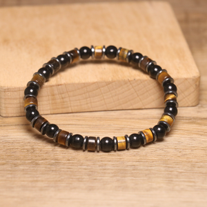 Bohemian Natural Tiger <span class=keywords><strong>Eye</strong></span> Elastic Stone Armband für Männer Frauen Tiger <span class=keywords><strong>Eye</strong></span> Hämatit Perlen Armband Healing Energy Stone Schmuck - Product Image 5