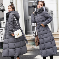 PASUXI Nouvelle Parka Longue d'Hiver pour Femme Coupe Slim Manteau Chaud à Capuche Col Fourrure Vêtement d'Extérieur Streetwear