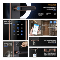 Serrure de porte intelligente OEM 5-en-1 de classe C avec Wi-Fi, pour la maison et le bureau, biométrie digitale Tuya TTLock, entrée sans clé, empreinte digitale