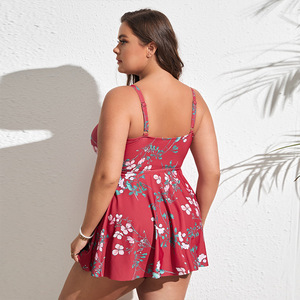 Wholesale Plus Size Women Plus Size <strong>Tankini</strong> Swimsuits Tummy Control One Piece <strong>Bathing</strong> <strong>Suit</strong> Ruffled Flounce Swimwear With Shorts - Product Image 3