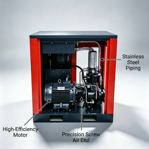 เครื่องอัดอากาศแบบสกรูควบคุมด้วย PLC อัจฉริยะ พร้อมหน้าจอสัมผัส เครื่องอัดอากาศอุตสาหกรรม ทนทานและเชื่อถือได้ 11kW 15HP 8bar - Product Image 6