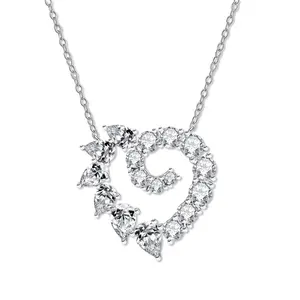 European And American Cold Style 1ct Water Drop 5*7 High Carbon Diamond Heart-shaped Necklace 925 Silver Clavicle Chain
