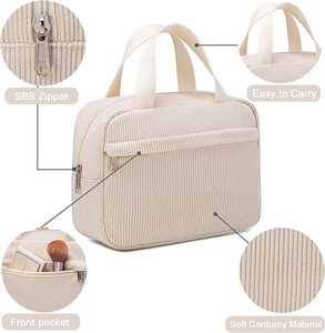 Bulk Wholesale <b>Makeup</b> <b>Bag</b> <b>for</b> Women Cute Corduroy Toiletry <b>Bags</b> <b>Travel</b> Use - Product Image 3