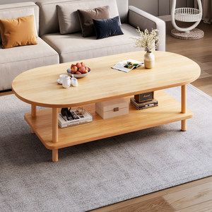 Mesa de Centro Redonda Irregular de Alta Gama con Dos Estantes y Esquinas Redondeadas para Sala de Estar, Mueble para el Hogar con Marco de Madera de Tamaño Pequeño, ¡Gran Oferta! - Product Image 2
