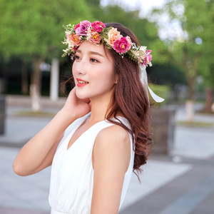Couronnes de <span class=keywords><strong>fleurs</strong></span> de rose en stock, bandeaux <span class=keywords><strong>pour</strong></span> <span class=keywords><strong>cheveux</strong></span> en herbe naturelle <span class=keywords><strong>pour</strong></span> filles, vente en gros - Product Image 3