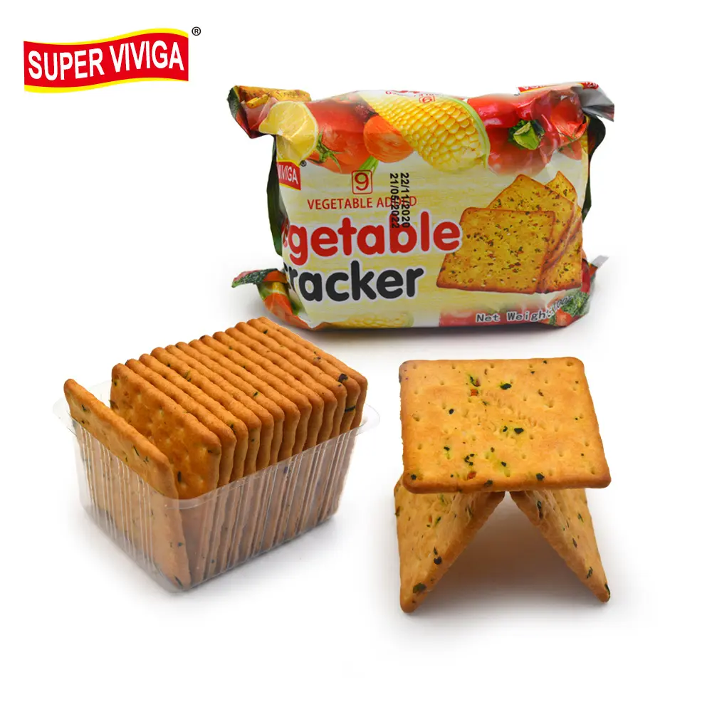 En gros personnalisé étiquette privée 100g 9 genre salé de légumes croustillants biscuit biscuit