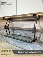 Étagère murale de cuisine escamotable à double niveau - Organiseur pliable en alliage d'aluminium