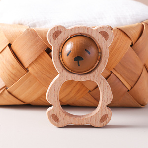 Juguete de oso rodante de madera Unisex de alta calidad, sonajero sensorial para recién nacido, Material de haya de fábrica directa, conejito suave para niños - Product Image 3