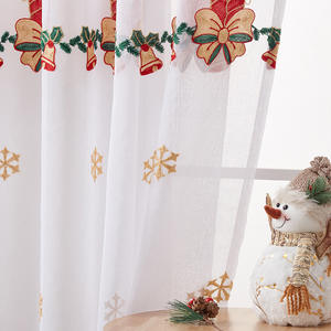 <span class=keywords><strong>Cortinas</strong></span> Navideñas Bordadas de Estilo Americano, Ecológicas, de Poliéster Transparente, Semitransparentes, Rectangulares, Decorativas - Product Image 3