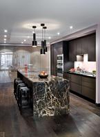 Dernier Design Comptoir de Cuisine avec Évier Travail de Luxe Bar à Manger Îlot de Cuisine en Marbre Table en Bois avec Armoire et Évier