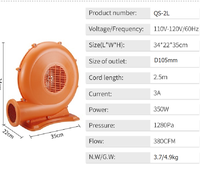 350w Power et 120v 60hz Portable Vacuum Blower Leaf Air Blower Set Personnalisable Plug Spécifications