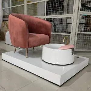 2024 más Popular Pink Pedicure Bowl Seat Equipo de salón de uñas barato con silla de spa para pies