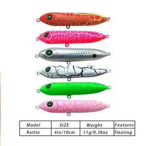 New Design Fishing Rattle Sound Louder Super Spook Topwater Catfish Fishing Pencil Lure