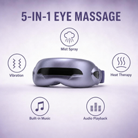 Masque de relaxation oculaire électrique avec brume atomisante, compresse chaude, vibration et musique sans fil, violet, pour la maison, le bureau et les voyages