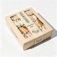 Boîte à sandwichs carrée compartimentée pour pique-nique, thé de l'après-midi, gâteaux et pâtisseries, en carton kraft ondulé avec couvercles transparents à fenêtre