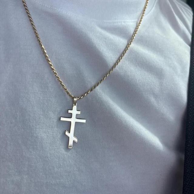 Cross Necklace Stainless Steel Jewelry  for Men Cross Pendant Necklace Gold Rope Chain Jesus Cross Necklace