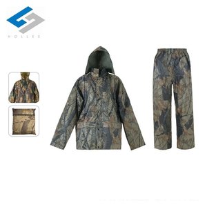 Traje Impermeable de <span class=keywords><strong>Lluvia</strong></span> 100% Poliéster PVC con Pantalones, Chaqueta con Capucha, Traje de <span class=keywords><strong>Lluvia</strong></span> Negro al por Mayor para Pesca y Golf - Product Image 4