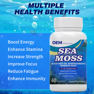 Cápsulas de Suplemento de Musgo Marino Orgánico Halal OEM con Aceite de Semilla Negra y Ashwagandha, Extracto de Musgo Marino Irlandés, Cápsulas Naturales de Musgo Marino - Product Image 2