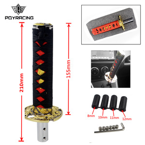 Poyracing Samurai Sword Gear <b>Shift</b> <b>Knob</b> 155mm x 210mm Black Red Aluminum Alloy Ergonomic Car Auto Manual Transmission - Product Image 1
