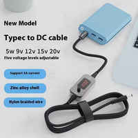 Kabel Daya Adjustable Tipe C ke DC 65W/100W PD Trigger 5V 9V 12V 15V 20V Layar Digital 8 Ujung untuk Laptop Grosir Pabrik