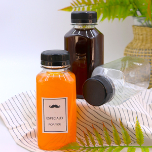 Food grade 350ml 12oz Square Juice cold drink plastic bottle.clear plastic drinking bottles