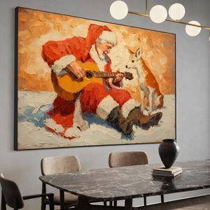 Arte Festivo de Invierno, Lienzo Texturizado de Santa Claus, Arte Mural Realista con Textura 3D en Lienzo, Pintura Decorativa Hecha a Mano - Product Image 1