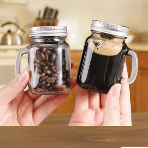 Nouveau pot en verre miniature transparent vide de 120 ml avec poignée et couvercle à vis pour <span class=keywords><strong>confiture</strong></span>, bonbons, café - Marque MK - Product Image 3