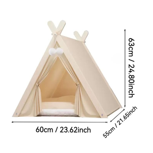 Lit-cave minimaliste en bois massif pour chat et petit <span class=keywords><strong>chien</strong></span>, tente <span class=keywords><strong>tipi</strong></span> pour animaux de compagnie, pour l'intérieur - Product Image 2