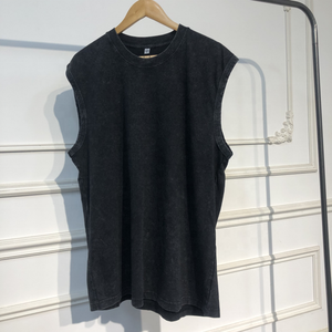 Venta al por mayor de 100% algodón personalizado para la impresión de Estilo Vintage lavado con ácido estilo retro camisas Streetwear ropa sin mangas Tank Top hombres - Product Image 2