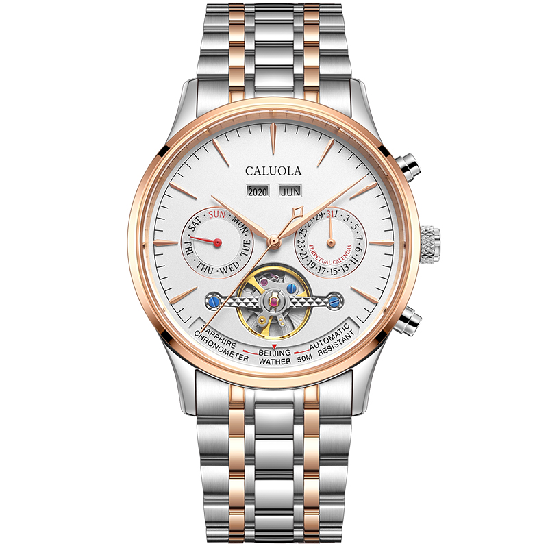 Gold white dial with steel strap