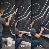 Papier peint mural géométrique personnalisé en béton foncé avec bande lumineuse blanche sur toile huilée pour la décoration de cinéma, salle de jeux, salle de sport