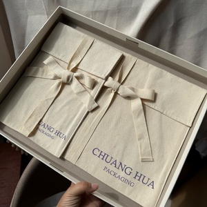 Chuanghua Natural Cotton <b>Envelope</b> Dust Bag Ribbon Tie Custom Logo Printed Recyclable for Handbag Clothing Jewelry Protection - Product Image 3
