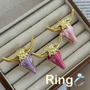 แหวนรูปหัวกระทิงสุดเท่ สไตล์ฮิปฮอป แหวนหัววัวคาวบอย เครื่องประดับยูนิเซ็กซ์ แหวนเขากระทิง - Product Image 2