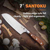 Couteau Santoku multifonction de 7 pouces en acier inoxydable 3Cr13 avec manche ergonomique en bois, conçu pour une utilisation longue durée