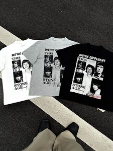 T-shirt vintage à manches courtes pour homme, imprimé sur toute la surface, coupe ample, en coton, streetwear - Product Image 3