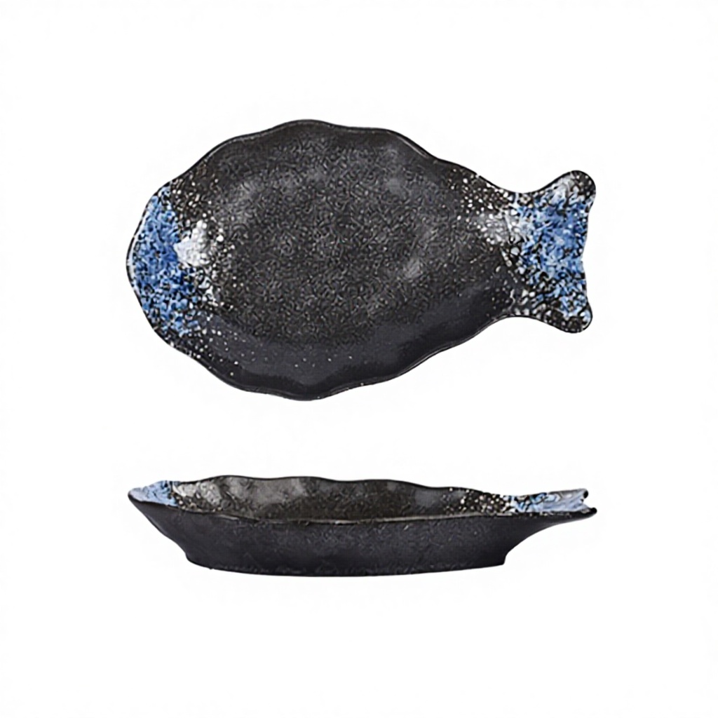 Plato de pescado-hielo azul