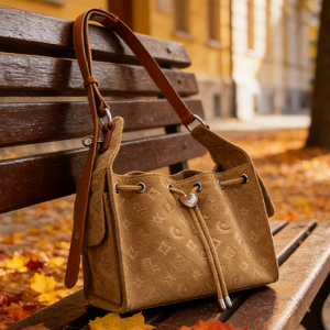 Ladies Suede Drawstring Bucket Bag Shoulder Crossbody <b>Purse</b> Casual <b>Small</b> Capacity Handbag - Product Image 1