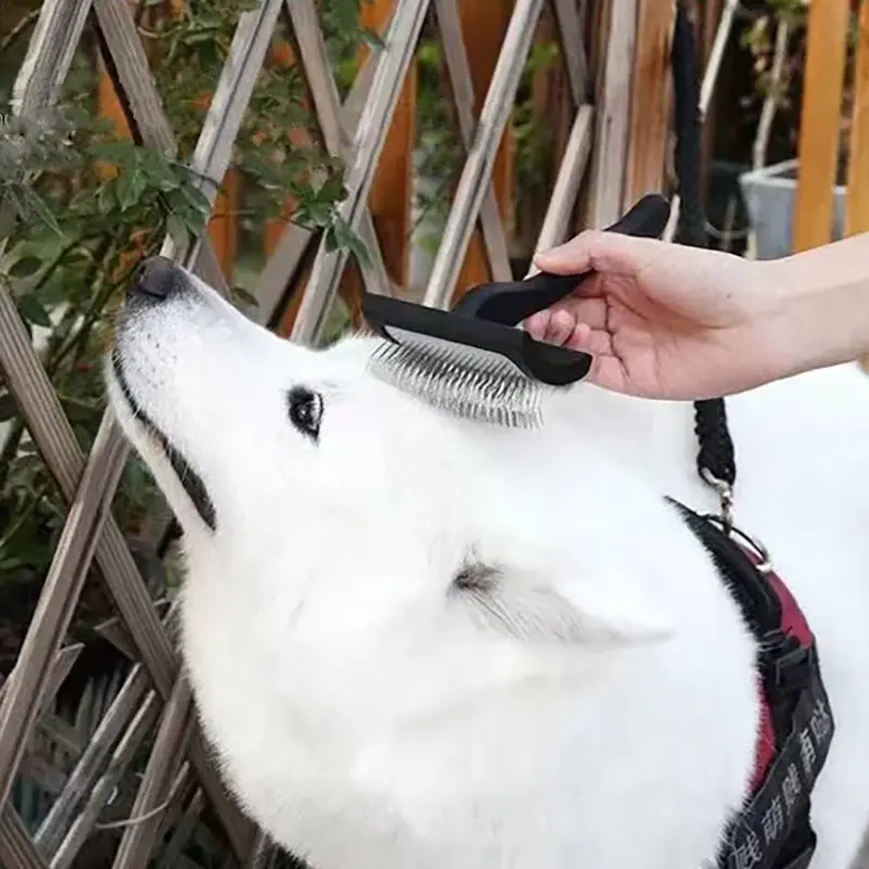 Sıcak satış saç çıkarıcı ahşap uzun iğneler fırça ve gümüş tarak seti köpekler için Pet bakım fırçası set